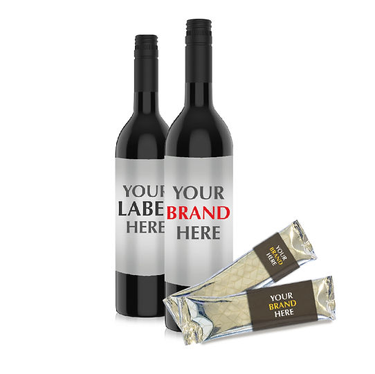 Liquid glass bottle and stick pack packaging example